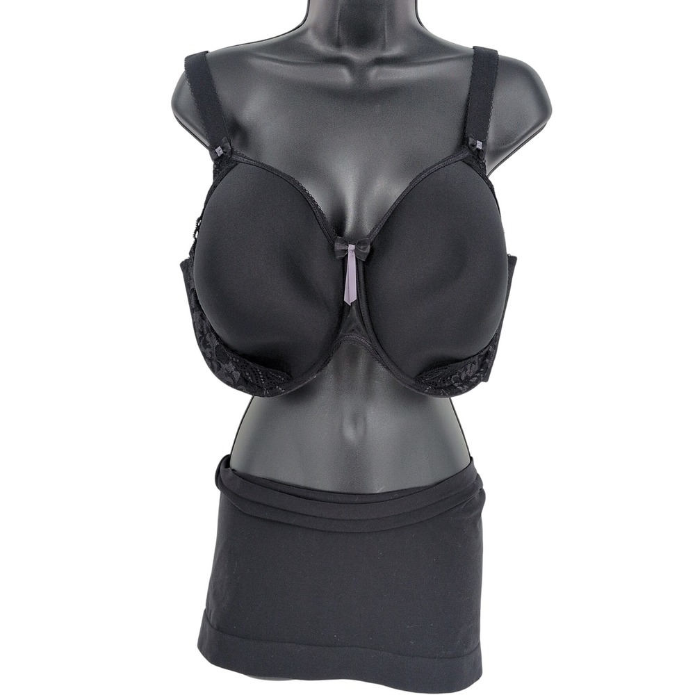 Elomi Black Lace Bra Full Coverage Intimate Banded Molded Feminine Underwire 40K